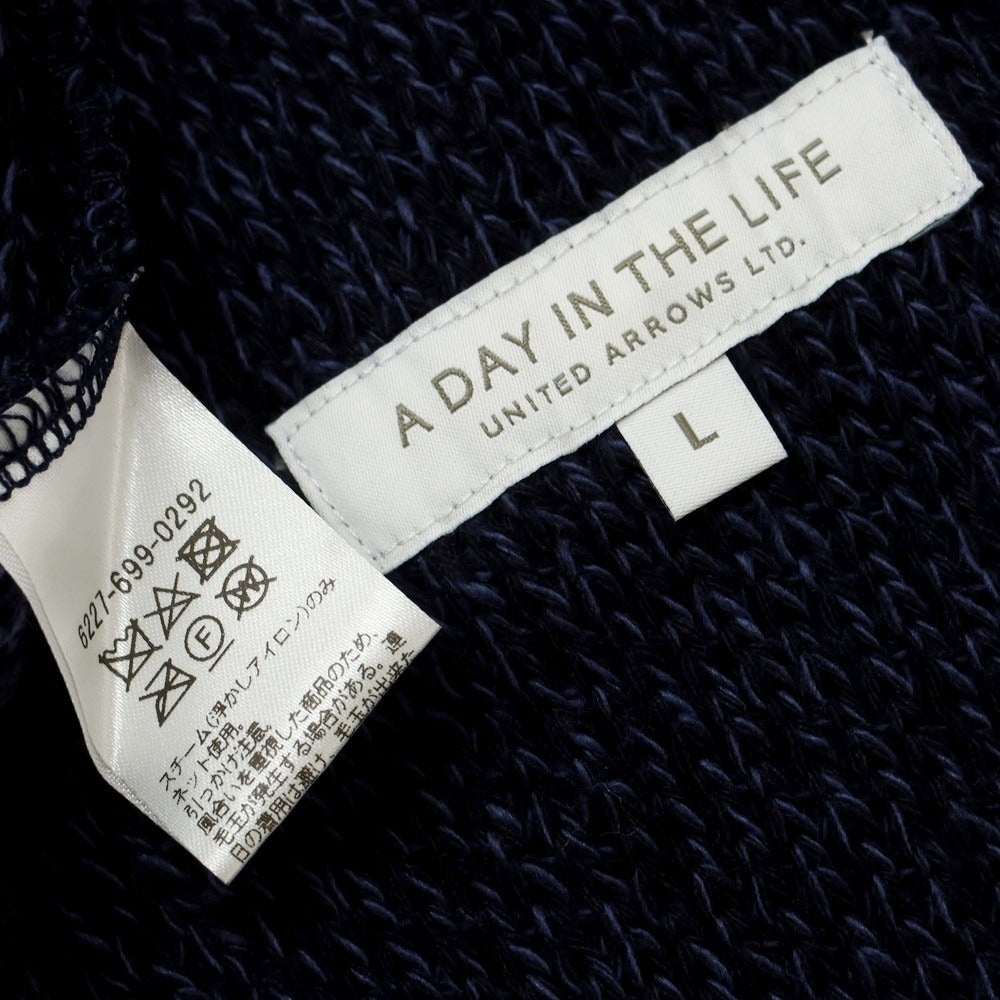 【中古】【未使用】ア デイ イン ザ ライフ ユナイテッドアローズ a day in the life  united arrows ポリエステルコットン ニットジャケット ネイビー【 L 】【 状態ランクS 】【 メンズ 】