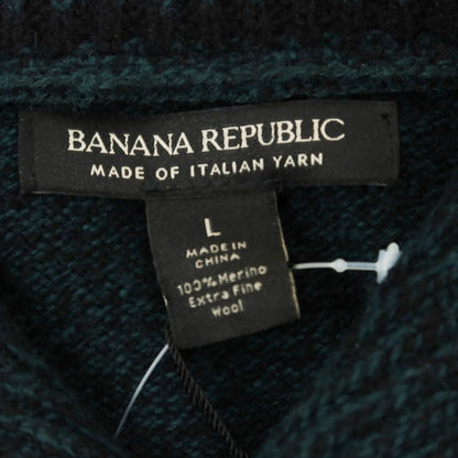 【中古】【未使用】バナナリパブリック Banana Republic ウール ショールカラー プルオーバーニット ダークグリーン【 L 】【 状態ランクS 】【 メンズ 】