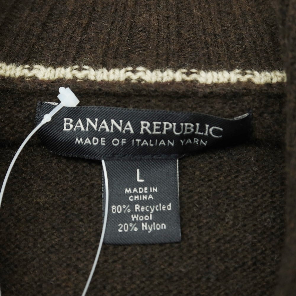 【中古】バナナリパブリック Banana Republic ウールナイロン スタンドカラー プルオーバーニット ダークブラウン【 L 】【 状態ランクA 】【 メンズ 】