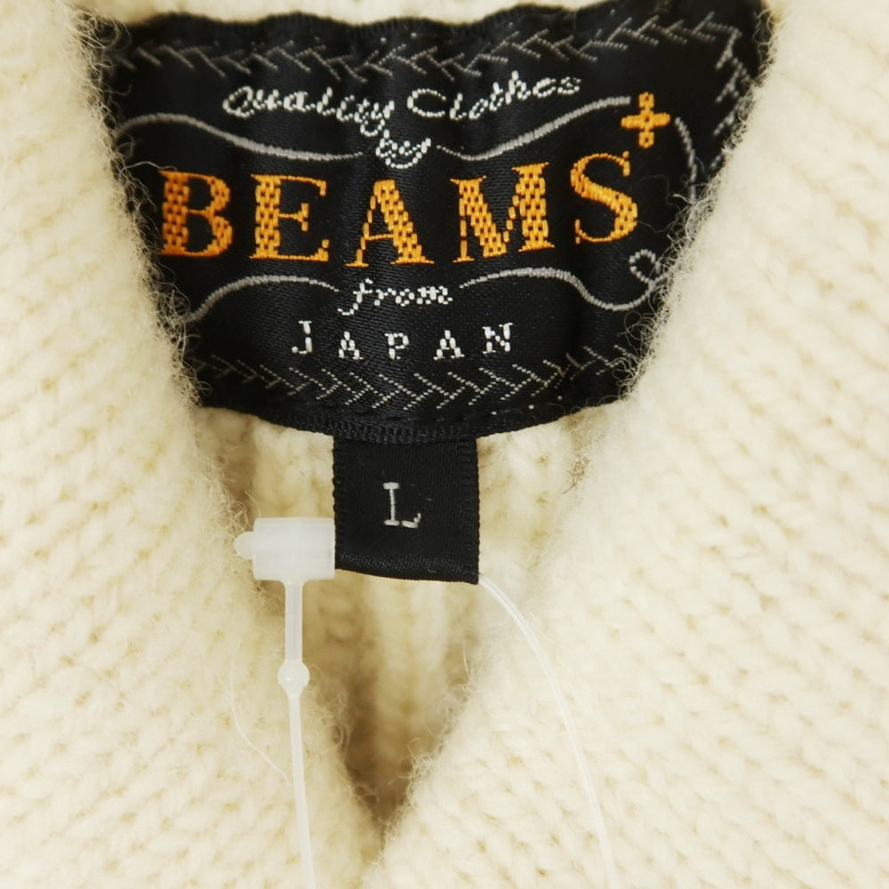 【中古】ビームスプラス BEAMS PLUS ウール ショールカラー プルオーバーニット オフホワイト【 L 】【 状態ランクC 】【 メンズ 】