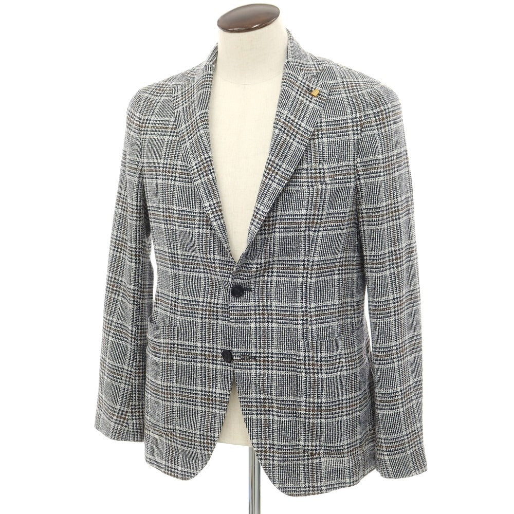 【中古】サルトリア ラトレ SARTORIA LATORRE レーヨンコットンナイロン チェック ジャケット ネイビーxホワイト【 50 】【 状態ランクB 】【 メンズ 】