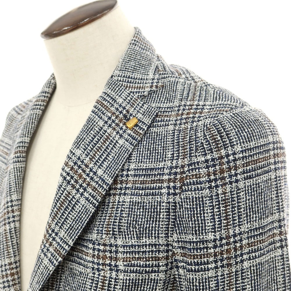 【中古】サルトリア ラトレ SARTORIA LATORRE レーヨンコットンナイロン チェック ジャケット ネイビーxホワイト【 50 】【 状態ランクB 】【 メンズ 】