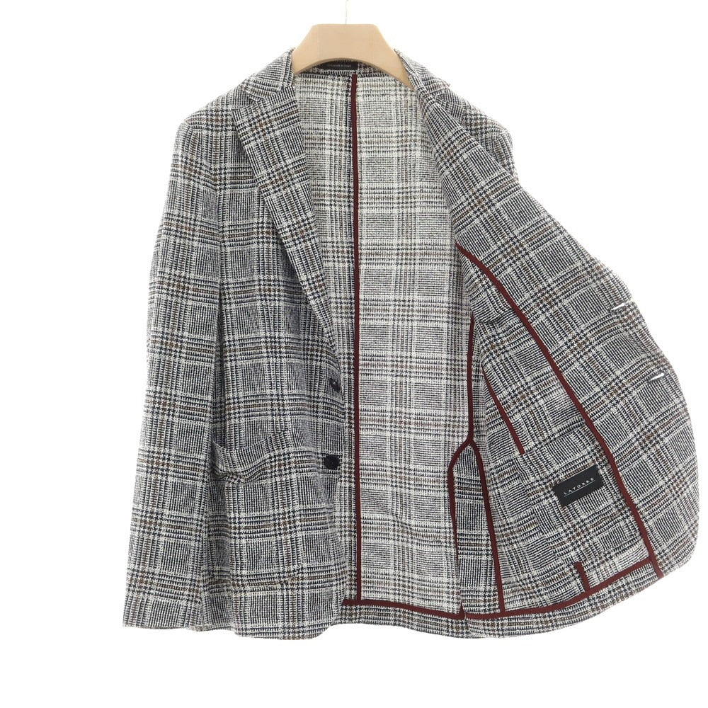 【中古】サルトリア ラトレ SARTORIA LATORRE レーヨンコットンナイロン チェック ジャケット ネイビーxホワイト【 50 】【 状態ランクB 】【 メンズ 】