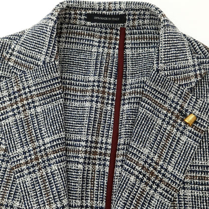 【中古】サルトリア ラトレ SARTORIA LATORRE レーヨンコットンナイロン チェック ジャケット ネイビーxホワイト【 50 】【 状態ランクB 】【 メンズ 】