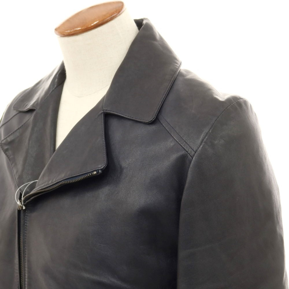【中古】エンメティ EMMETI ラムスキン ダブル ライダースジャケット ダークネイビー【 46 】【 状態ランクC 】【 メンズ 】 [EPD]