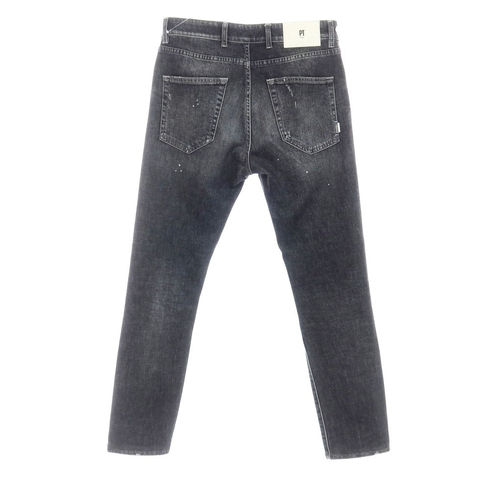 【中古】ピーティートリノ デニム PT TORINO DENIM クラッシュ＆ペイント加工 ジーンズ デニムパンツ ブラック【 30 】【 状態ランクB 】【 メンズ 】