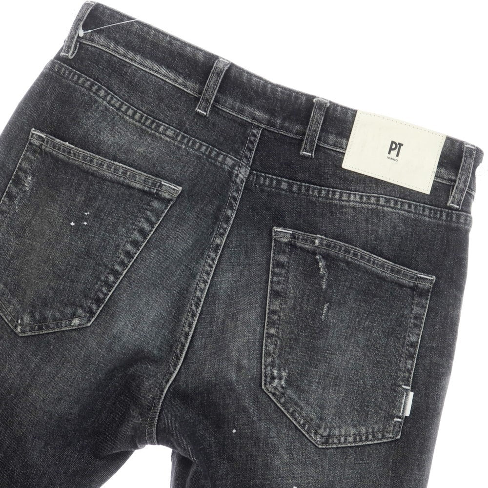 中古】ピーティートリノ デニム PT TORINO DENIM クラッシュ＆ペイント加工 ジーンズ デニムパンツ ブラック【 30 】【 –  リタリオリブロ