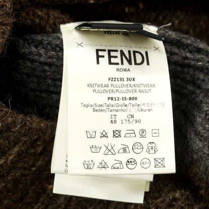 【中古】フェンディ FENDI ミドルゲージ キャメル Vネック プルオーバーニット ダークブラウンxネイビー【 48 】【 状態ランクA 】【 メンズ 】