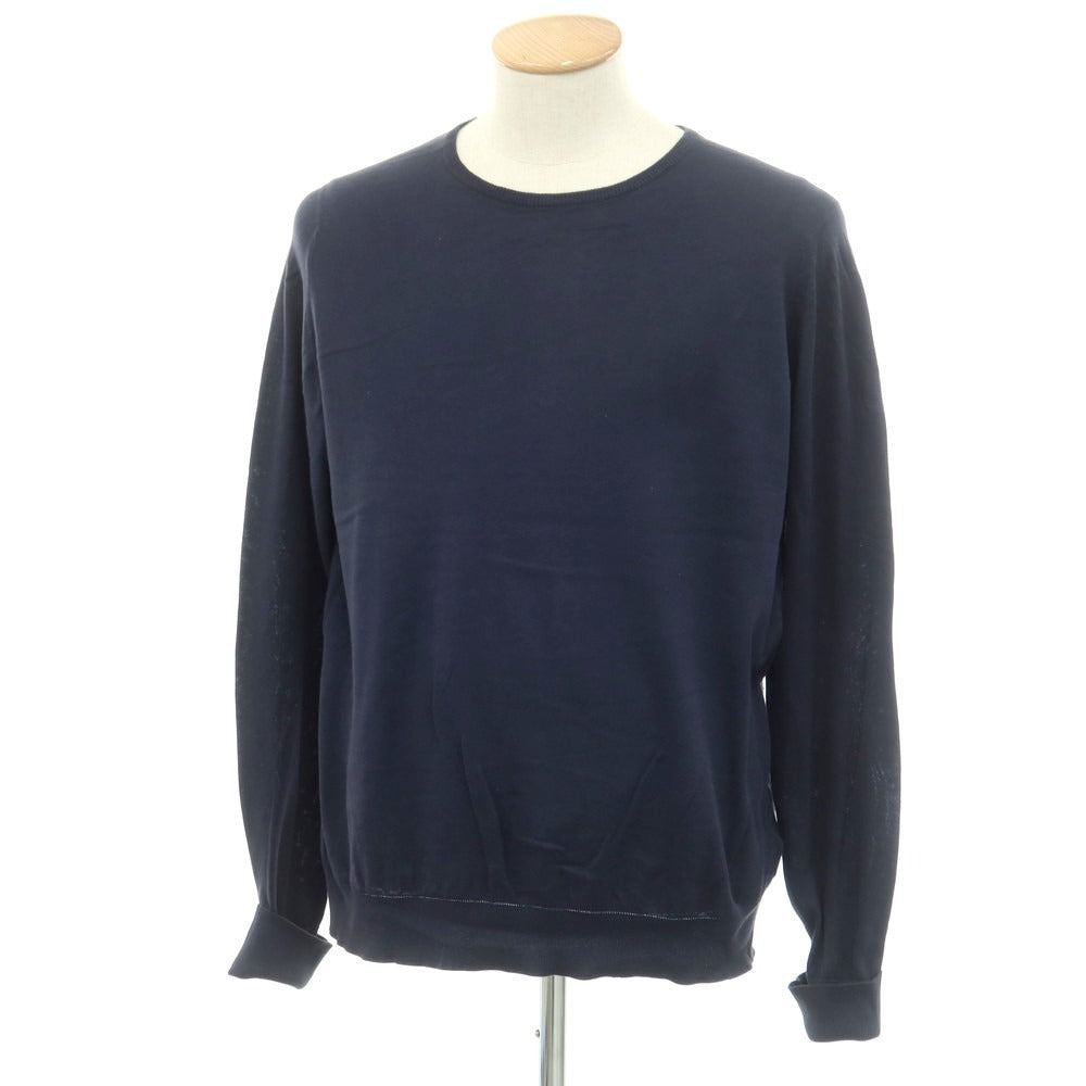 【中古】ジョンスメドレー JOHN SMEDLEY ハイゲージコットン クルーネックニット ネイビー【 M 】【 状態ランクD 】【 メンズ 】