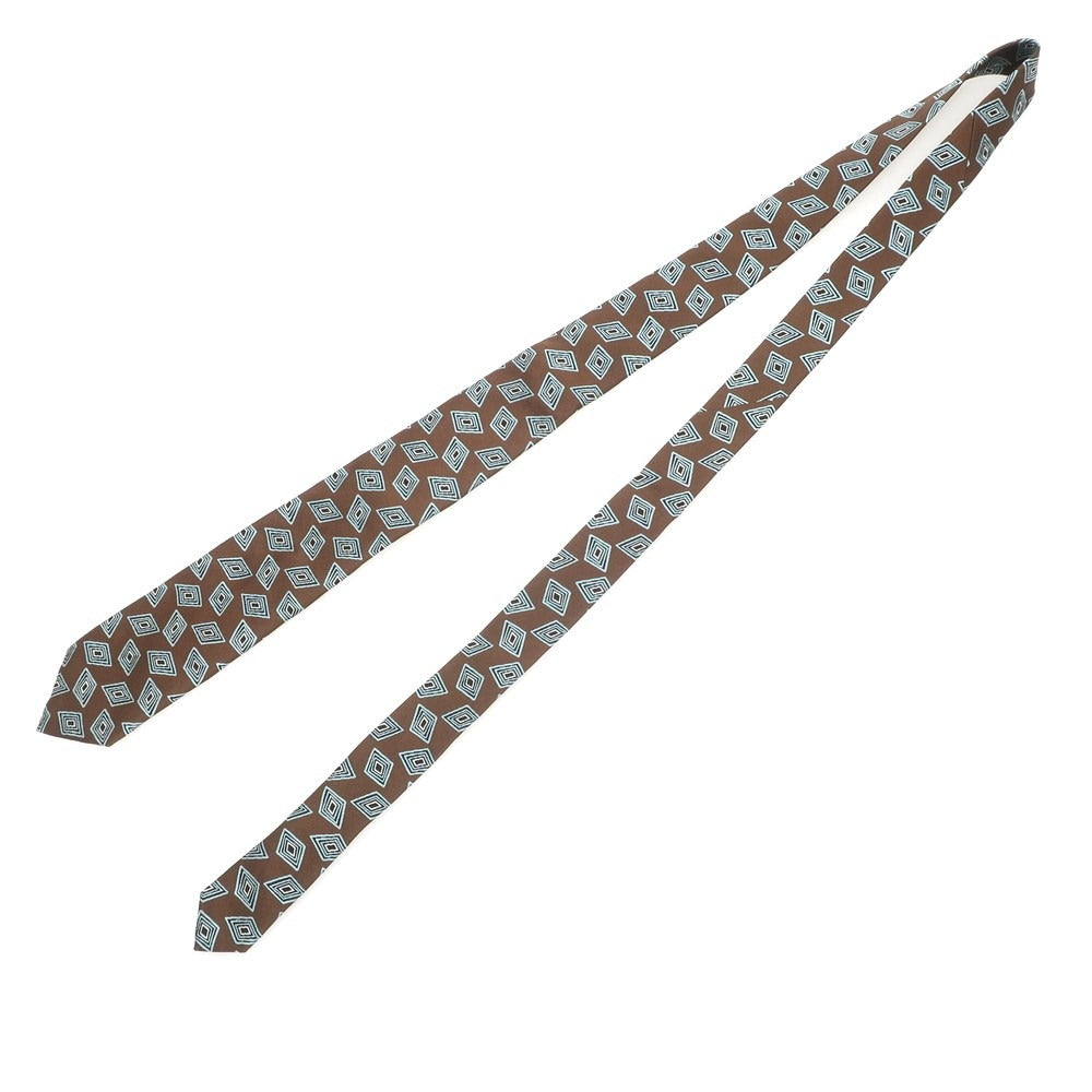 中古】フランコバッシ FRANCO BASSI シルク 小紋柄ネクタイ ブラウンx