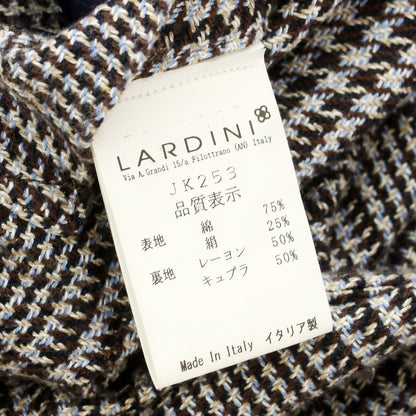 【中古】ラルディーニ LARDINI コットンシルク チェック テーラードジャケット ホワイトxブラウン【 44 】【 状態ランクB 】【 メンズ 】