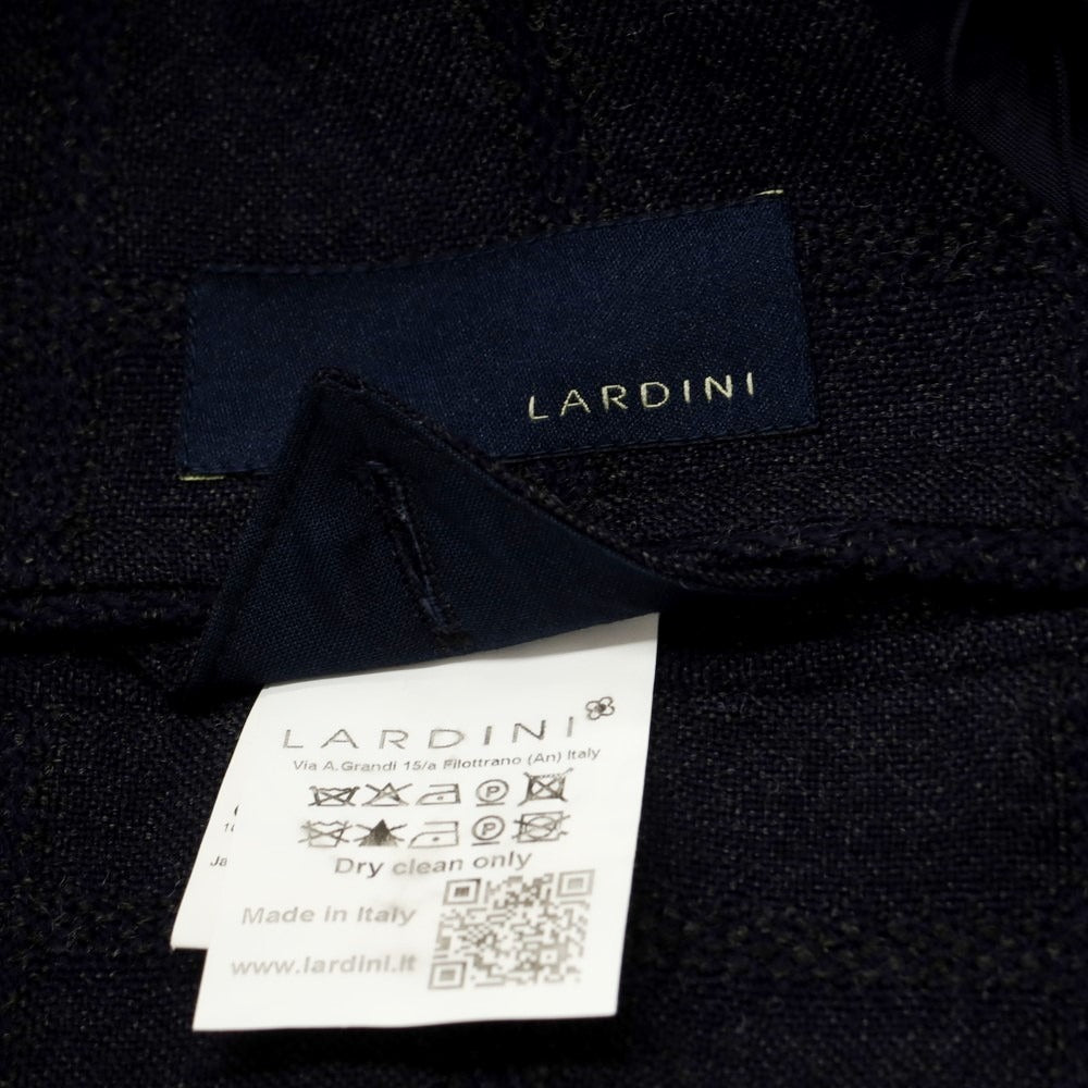 【中古】ラルディーニ LARDINI ウール 3つボタン チェック テーラードジャケット ネイビー【 44 】【 状態ランクB 】【 メンズ 】