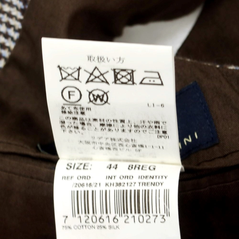 【中古】ラルディーニ LARDINI コットンシルク グレンチェック ベスト ジレ ダークブラウンxネイビー×ライトブルー【 44 8REG 】【 状態ランクB 】【 メンズ 】