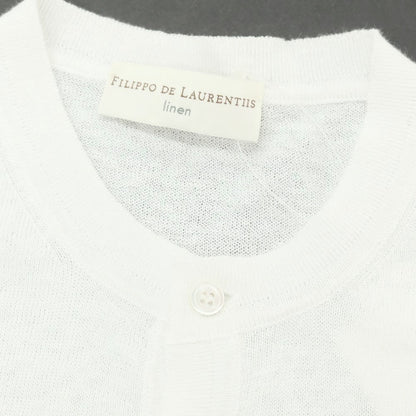 【中古】フィリッポ デ ローレンティス FILIPPO DE LAURENTIIS  リネンコットン ヘンリ―ネック 半袖ニット ホワイト【 46 】【 状態ランクB 】【 メンズ 】