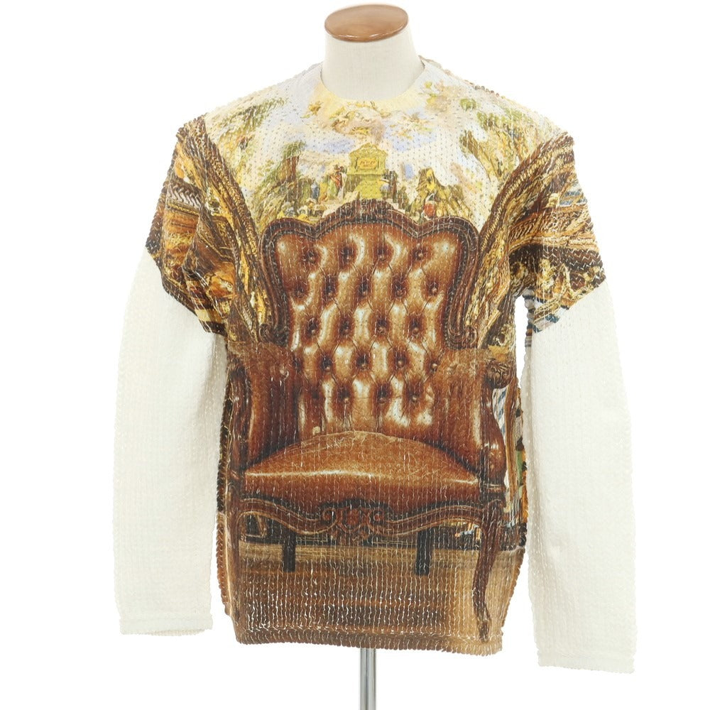 【中古】コムデギャルソンオムプリュス COMME des GARCONS HOMME PLUS 2024年春夏 ポリエステル クルーネック プルオーバーニット ブラウンxホワイト【 M 】【 状態ランクA 】【 メンズ 】 [EPD] [EPD]