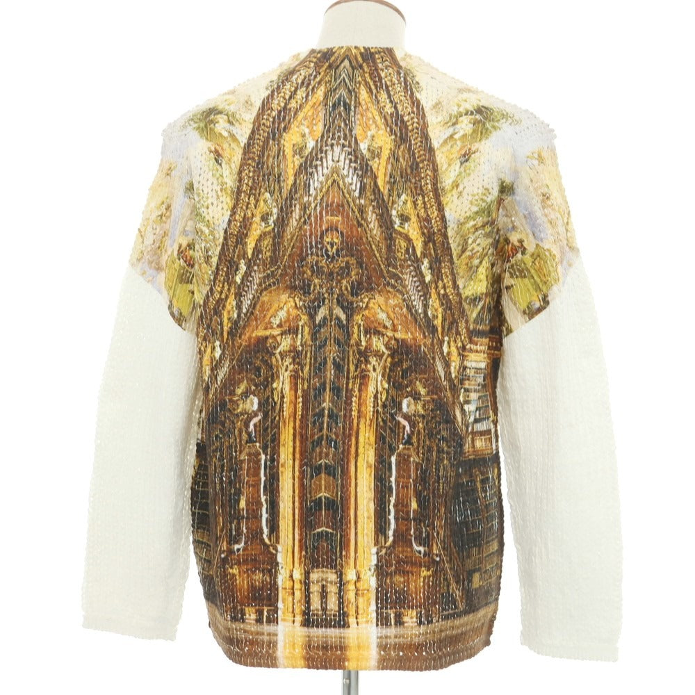 【中古】コムデギャルソンオムプリュス COMME des GARCONS HOMME PLUS 2024年春夏 ポリエステル クルーネック プルオーバーニット ブラウンxホワイト【 M 】【 状態ランクA 】【 メンズ 】 [EPD] [EPD]