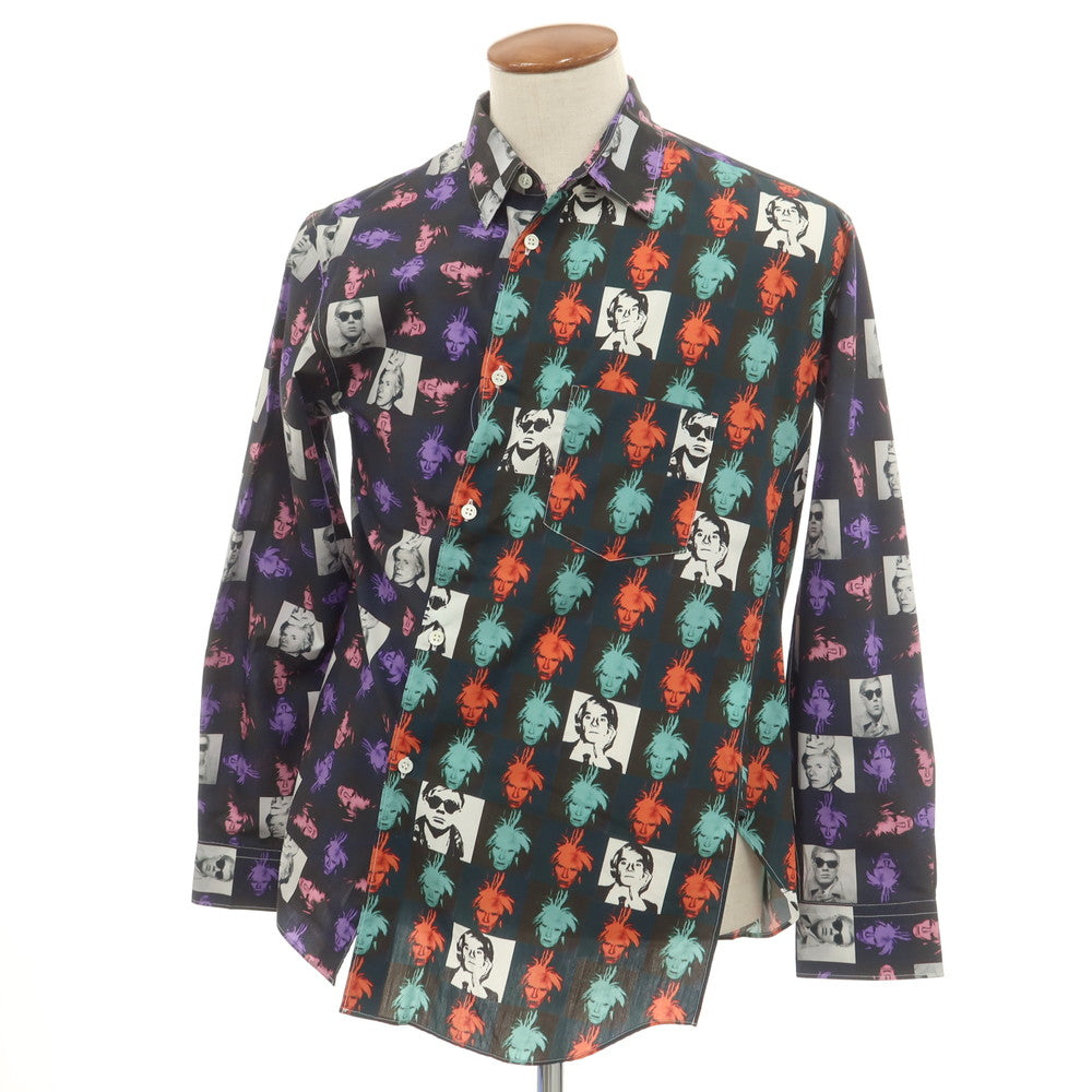 【中古】コムデギャルソンシャツ COMME des GARCONS SHIRT × Andy Warhol 2024年春夏 コットン カジュアルシャツ ネイビー系【 M 】【 状態ランクA 】【 メンズ 】