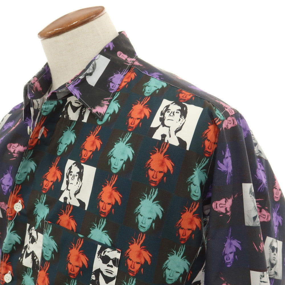 【中古】コムデギャルソンシャツ COMME des GARCONS SHIRT × Andy Warhol 2024年春夏 コットン カジュアルシャツ ネイビー系【 M 】【 状態ランクA 】【 メンズ 】