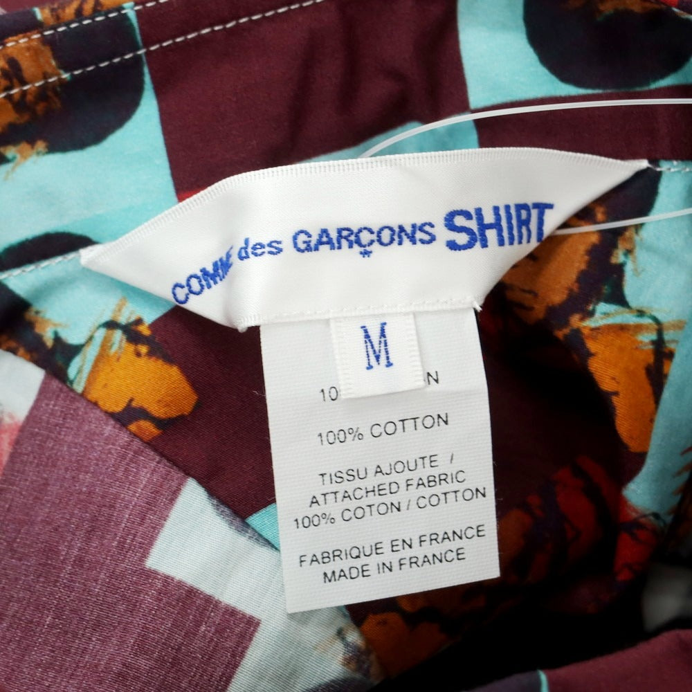 【中古】コムデギャルソンシャツ COMME des GARCONS SHIRT × Andy Warhol 2024年春夏 コットン カジュアルシャツ ワインレッド【サイズM】【 状態ランクA 】【 メンズ 】[EPD]
