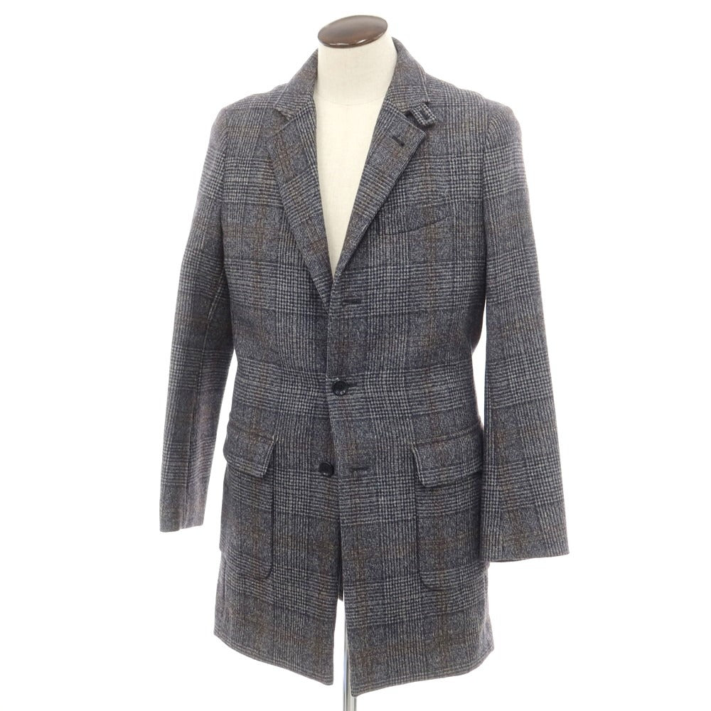 【中古】サルトリアピスケス Sartoria Pisthes ウール チェック チェスターフィールドコート グレーxブルー【 50 】【 状態ランクA 】【 メンズ 】