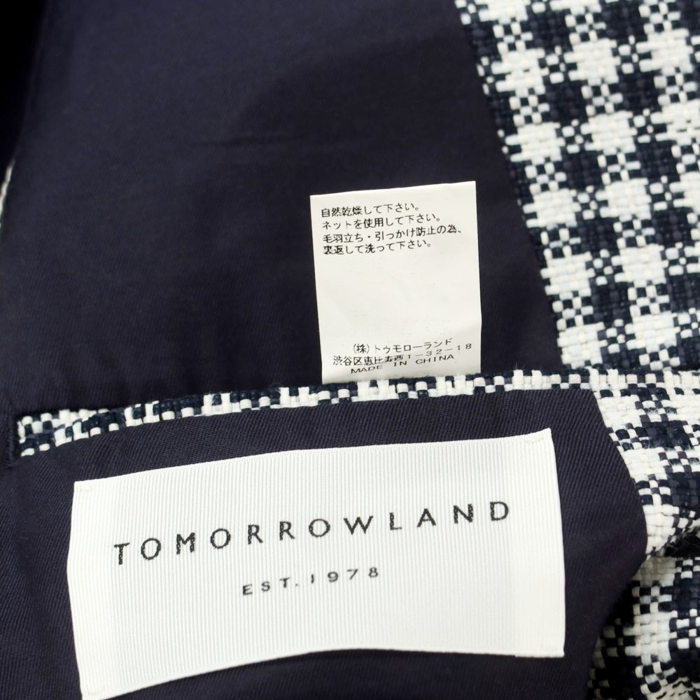 【中古】【未使用】トゥモローランド TOMORROWLAND コットンナイロン チェック ジャケット ネイビーxホワイト【 44 】【 状態ランクS 】【 メンズ 】