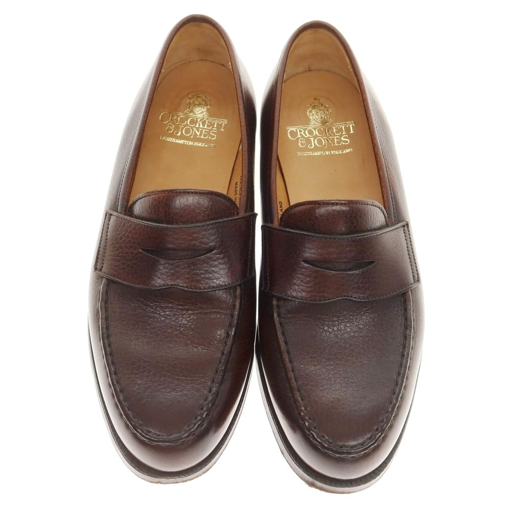 【中古】クロケットアンドジョーンズ CROCKETT&amp;JONES BOSTON コインローファー ダークブラウン【 7E 】【 状態ランクA 】【 メンズ 】