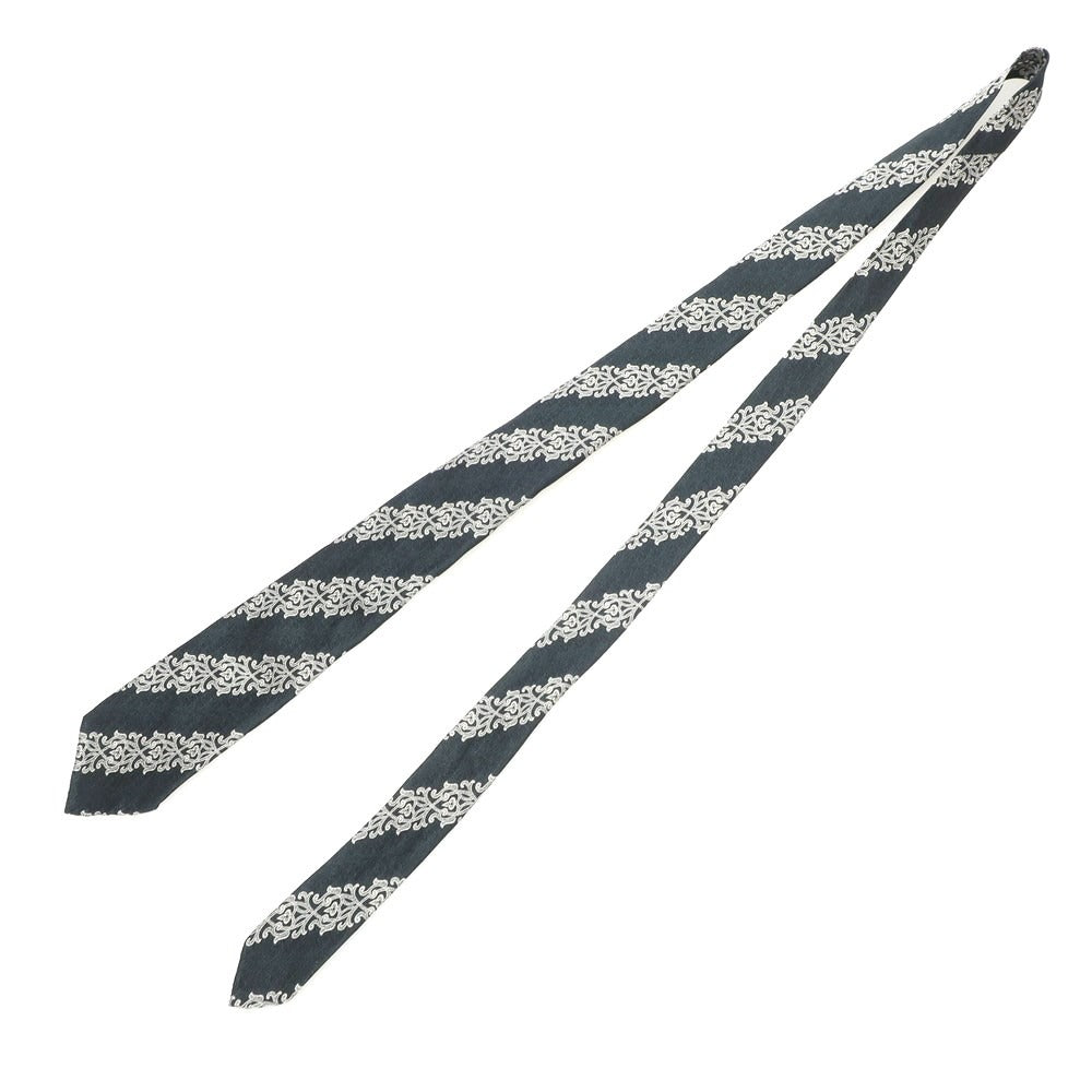 【中古】タイユアタイ TIE YOUR TIE セッテピエゲ シルク ストライプ柄ネクタイ ダークグリーンxホワイト【 状態ランクB 】【 メンズ 】