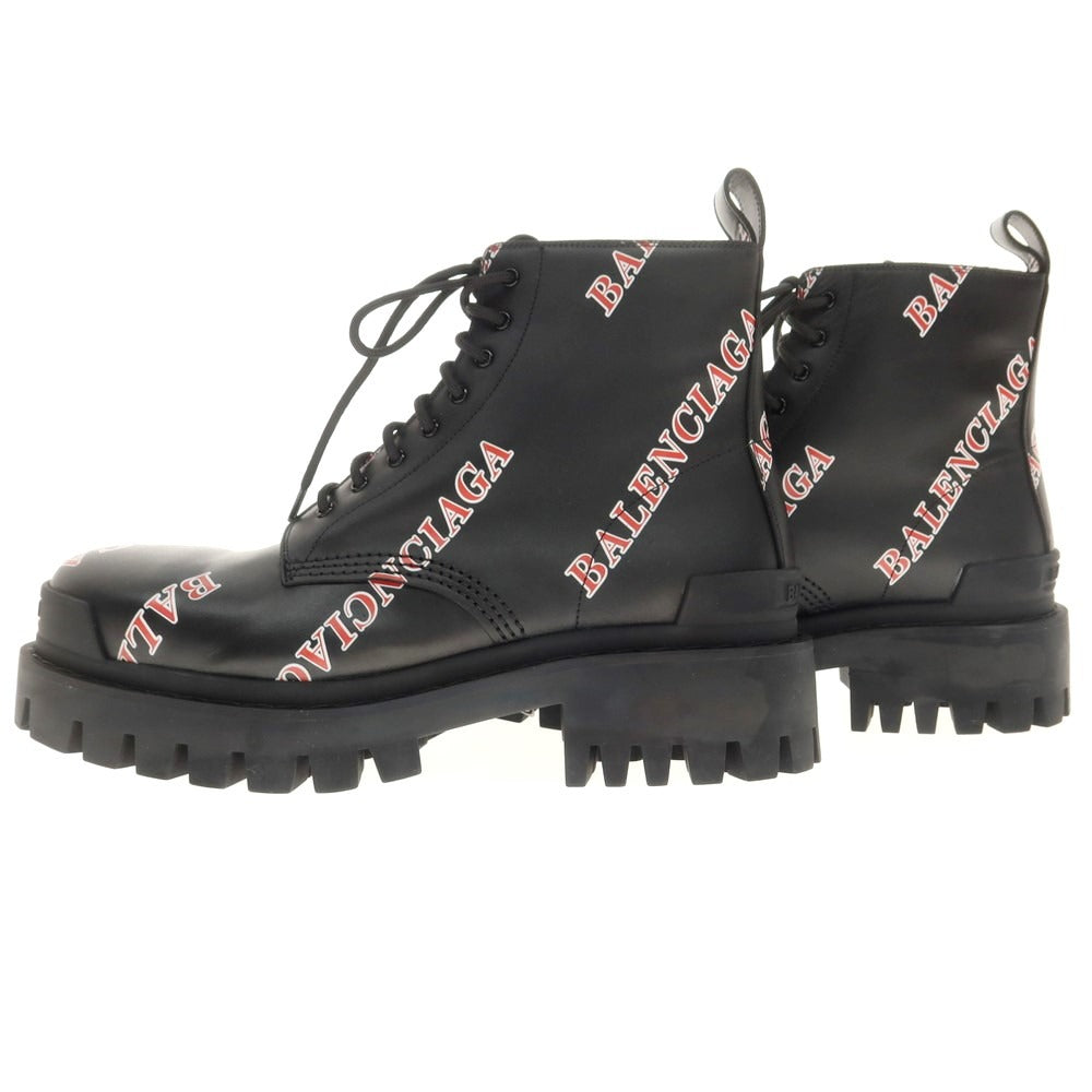 【中古】バレンシアガ BALENCIAGA STRIKE LACE-UP ロゴ レースアップブーツ ブラック【 42 】【 状態ランクA 】【 メンズ 】