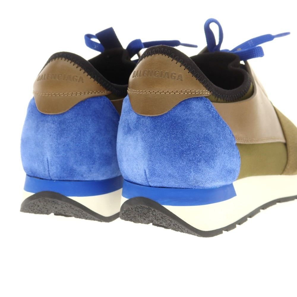 【中古】バレンシアガ BALENCIAGA RACE RANNER スニーカー カーキxブルー【 41 】【 状態ランクA 】【 メンズ 】