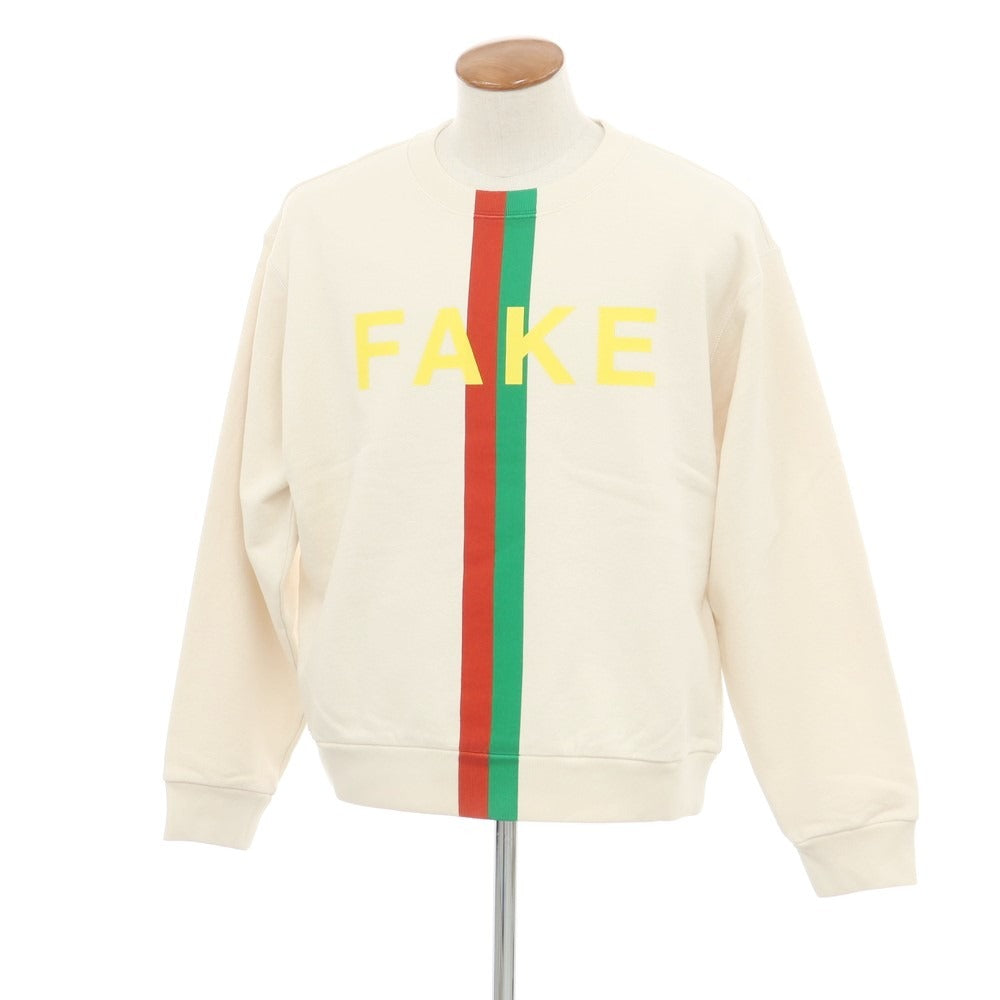 【中古】グッチ GUCCI コットン クルーネック スウェット ベージュ【サイズM】【 状態ランクA 】【 メンズ 】 [CPD]