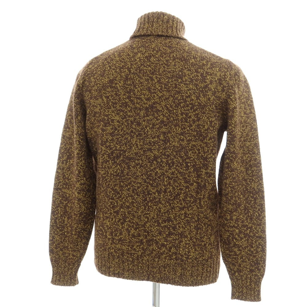 【中古】ノミアモ nomiamo ミドルゲージ ウールカシミヤ タートルネック プルオーバーニット ダークブラウンxイエロー【サイズ48】【BRW】【A/W】【状態ランクB】【メンズ】 [EPD]