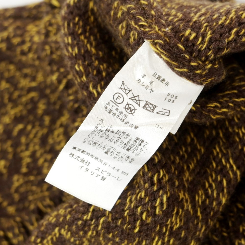 【中古】ノミアモ nomiamo ミドルゲージ ウールカシミヤ タートルネック プルオーバーニット ダークブラウンxイエロー【サイズ48】【BRW】【A/W】【状態ランクB】【メンズ】 [EPD]
