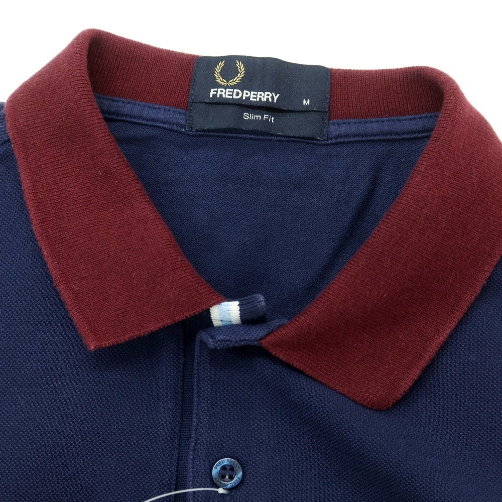 【中古】フレッドペリー FRED PERRY コットン 半袖ポロシャツ ネイビー【 M 】【 状態ランクC 】【 メンズ 】