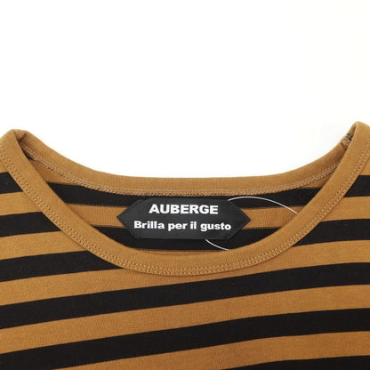 【中古】オーベルジュ AUBERGE Brilla per il gusto別注 コットン ボーダー クルーネック 長袖Ｔシャツ ブラウンxブラック【 40 】【 状態ランクB 】【 メンズ 】