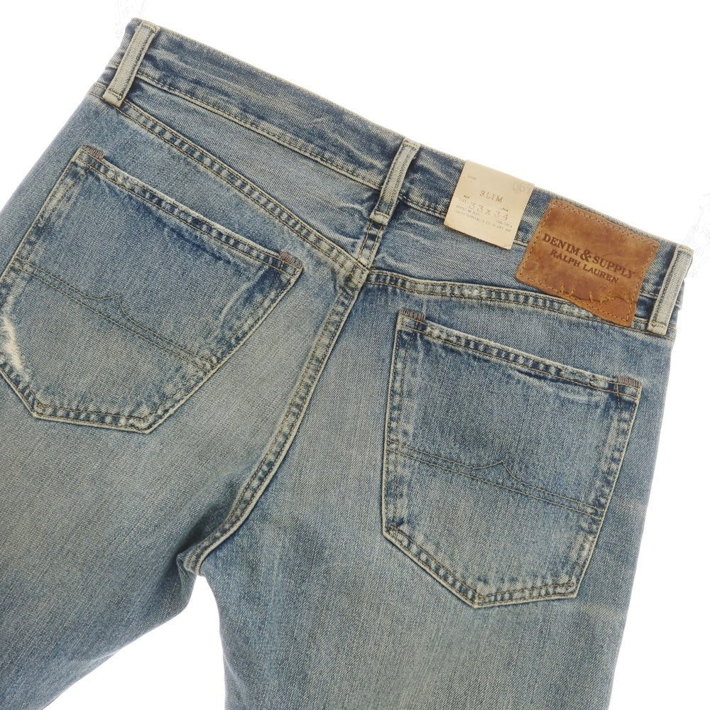 【中古】【未使用】デニムアンドサプライ ラルフローレン DENIM &amp; SUPPLY Ralph Lauren クラッシュ加工 ジーンズ デニムパンツ ブルー【 33 】【 状態ランクS 】【 メンズ 】