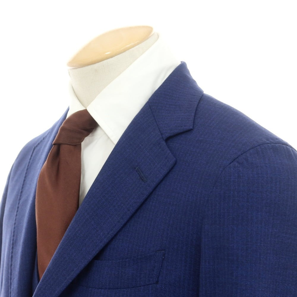 【中古】アザブテーラー azabu tailor 3ピース ウール ストライプ 3つボタンスーツ ダークブルー【 40/76 】【 状態ランクB 】【 メンズ 】