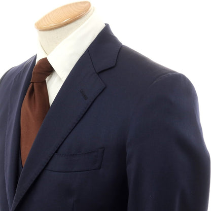 【中古】アザブテーラー azabu tailor スリーピース ウール 3つボタンスーツ ネイビー【 40/40/76 】【 状態ランクC 】【 メンズ 】