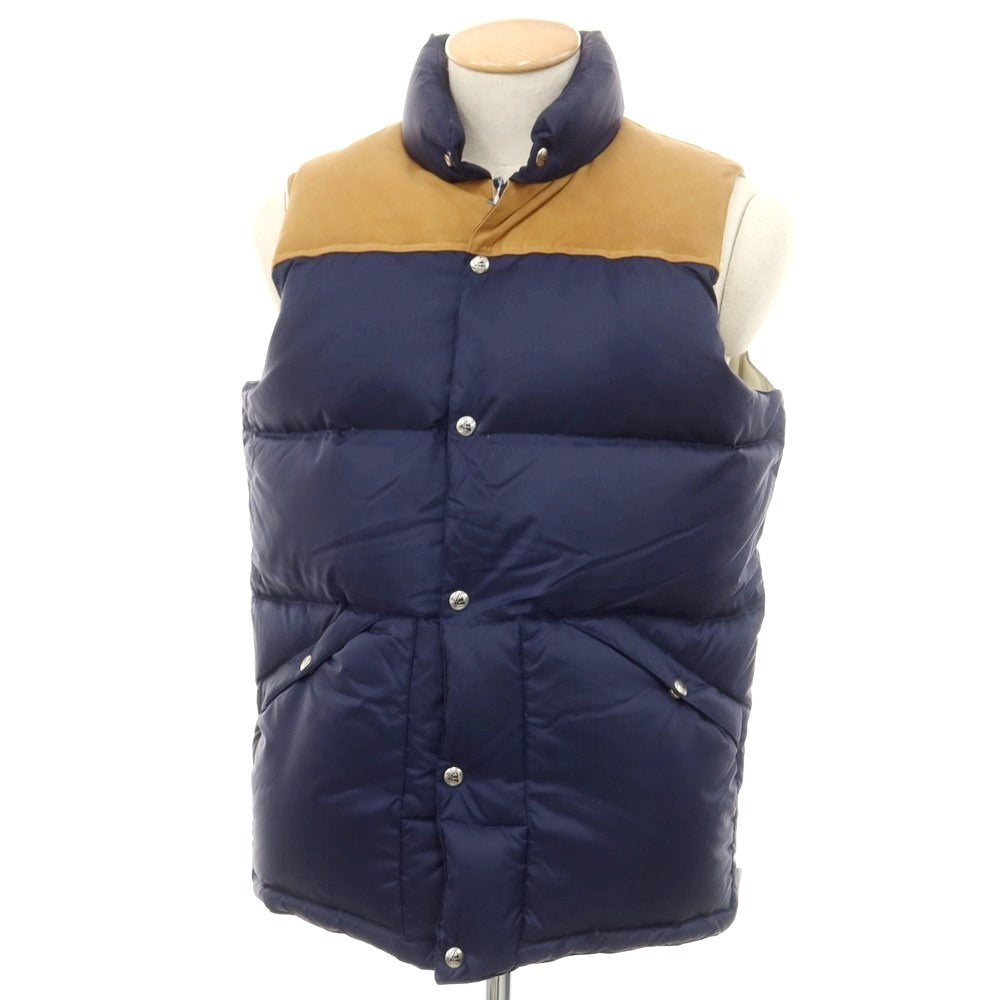 【中古】ケープハイツ Cape HEIGHTS リップストップナイロン ダウンベスト ネイビーxキャメル【 S 】【 状態ランクB 】【 メンズ 】 [EPD]