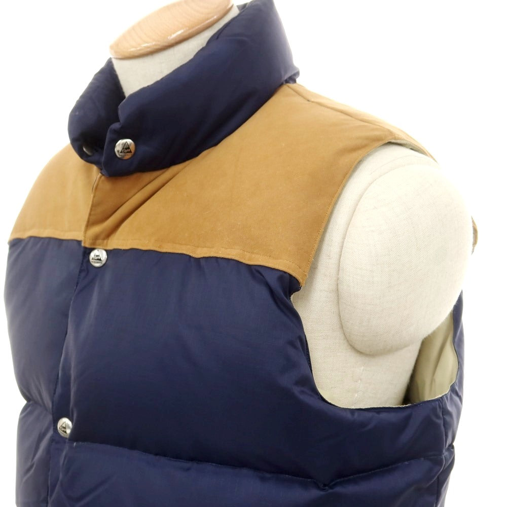 【中古】ケープハイツ Cape HEIGHTS リップストップナイロン ダウンベスト ネイビーxキャメル【 S 】【 状態ランクB 】【 メンズ 】 [EPD]
