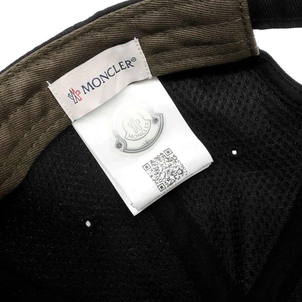 【中古】モンクレール MONCLER コットンツイル 6パネル キャップ ブラックxオリーブ【 状態ランクA 】【 メンズ 】