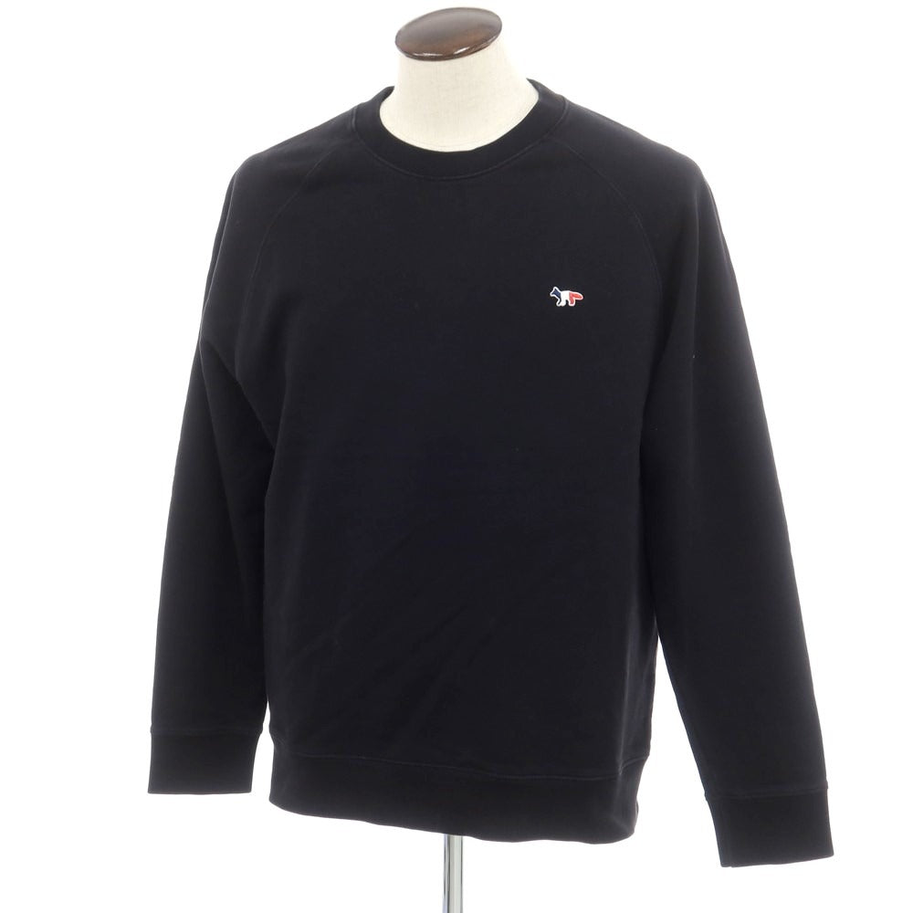 【中古】メゾンキツネ MAISON KITSUNE コットン クルーネック スウェット ブラック【サイズXL】【BLK】【A/W】【状態ランクB】【メンズ】