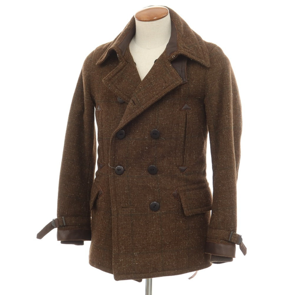 【中古】ナイジェルケーボン Nigel Cabourn ウール チェック ピーコート ブラウン【 46 】【 状態ランクB 】【 メンズ 】