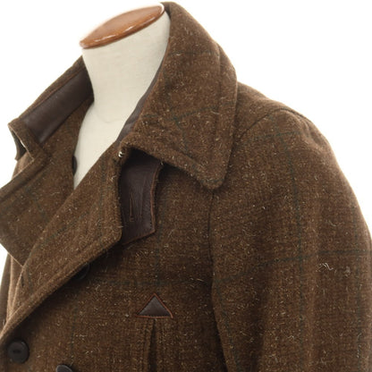 【中古】ナイジェルケーボン Nigel Cabourn ウール チェック ピーコート ブラウン【 46 】【 状態ランクB 】【 メンズ 】