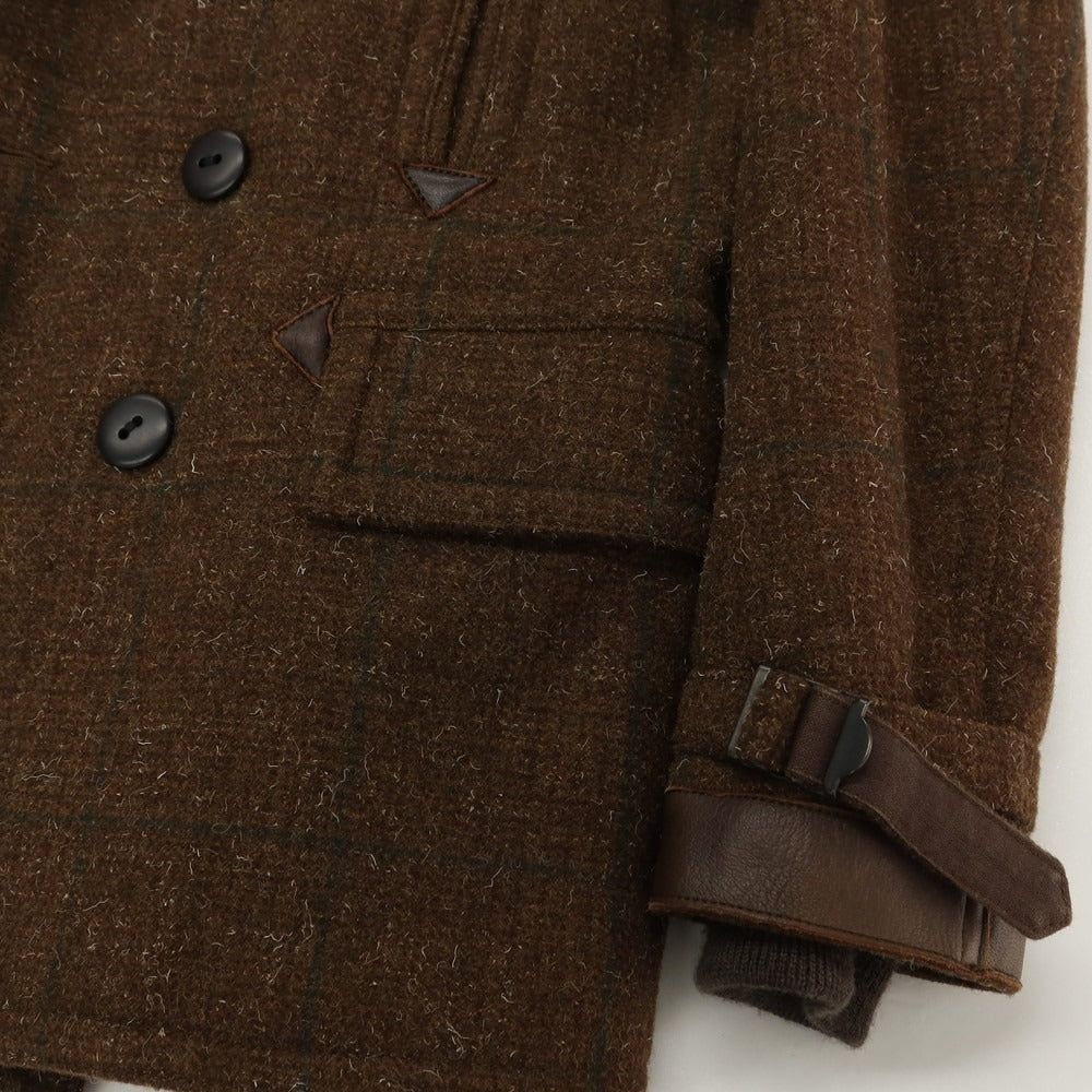 【中古】ナイジェルケーボン Nigel Cabourn ウール チェック ピーコート ブラウン【 46 】【 状態ランクB 】【 メンズ 】