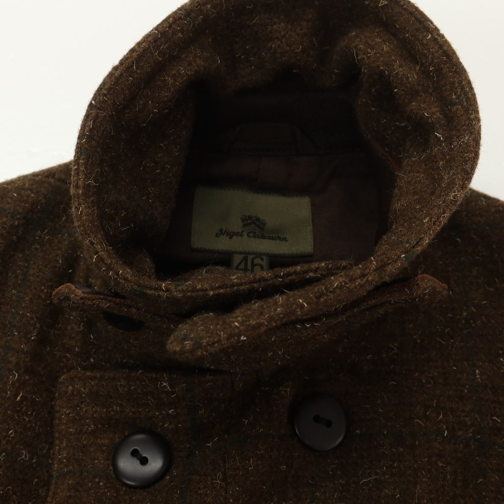 【中古】ナイジェルケーボン Nigel Cabourn ウール チェック ピーコート ブラウン【 46 】【 状態ランクB 】【 メンズ 】