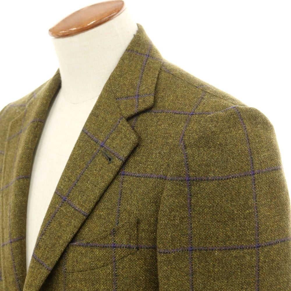 【中古】サルトリア ダルクオーレ Sartoria DAL CUORE ウールツイード チェック カジュアルジャケット オリーブxパープル【 46 】【 状態ランクC 】【 メンズ 】