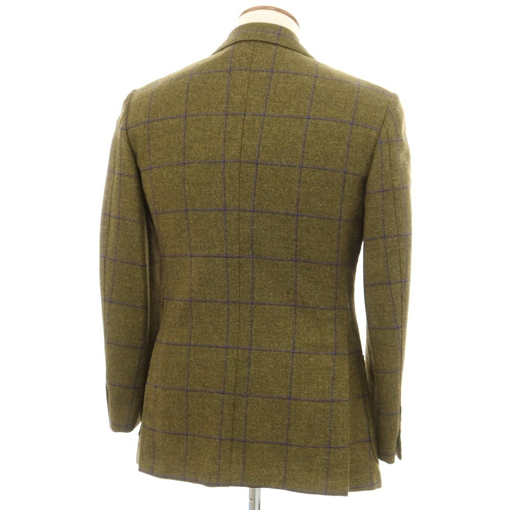 【中古】サルトリア ダルクオーレ Sartoria DAL CUORE ウールツイード チェック カジュアルジャケット オリーブxパープル【 46 】【 状態ランクC 】【 メンズ 】