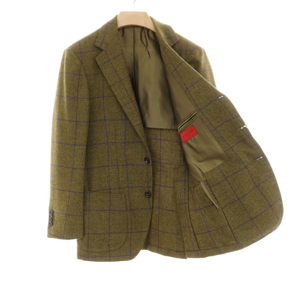 【中古】サルトリア ダルクオーレ Sartoria DAL CUORE ウールツイード チェック カジュアルジャケット オリーブxパープル【 46 】【 状態ランクC 】【 メンズ 】