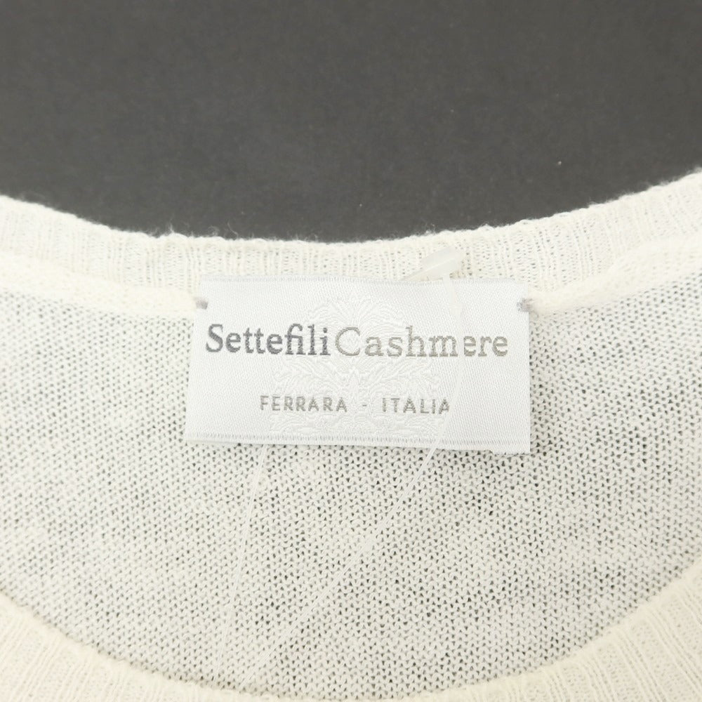 【中古】セッテフィーリ カシミア Settefili Cashmere ハイゲージ リネンコットン クルーネック 半袖 プルオーバーニット オフホワイト【 44 】【 状態ランクD 】【 メンズ 】