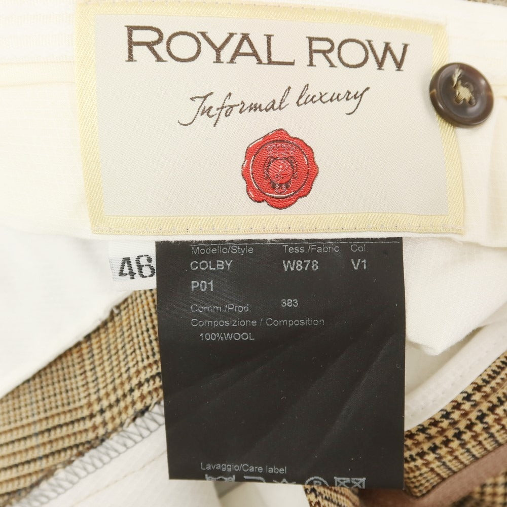 【中古】ロイヤルロウ ROYAL ROW ウール チェック カジュアルスラックスパンツ ベージュ【 46 】【 状態ランクB 】【 メンズ 】